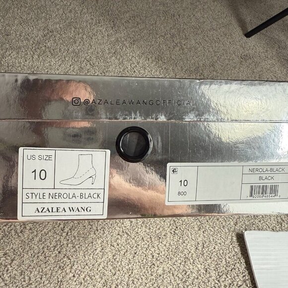 Azalea Wang Nerola Black Rhinestone Ankle Boots Size 10 Pointed Toe Kitten Heel - Picture 13 of 13